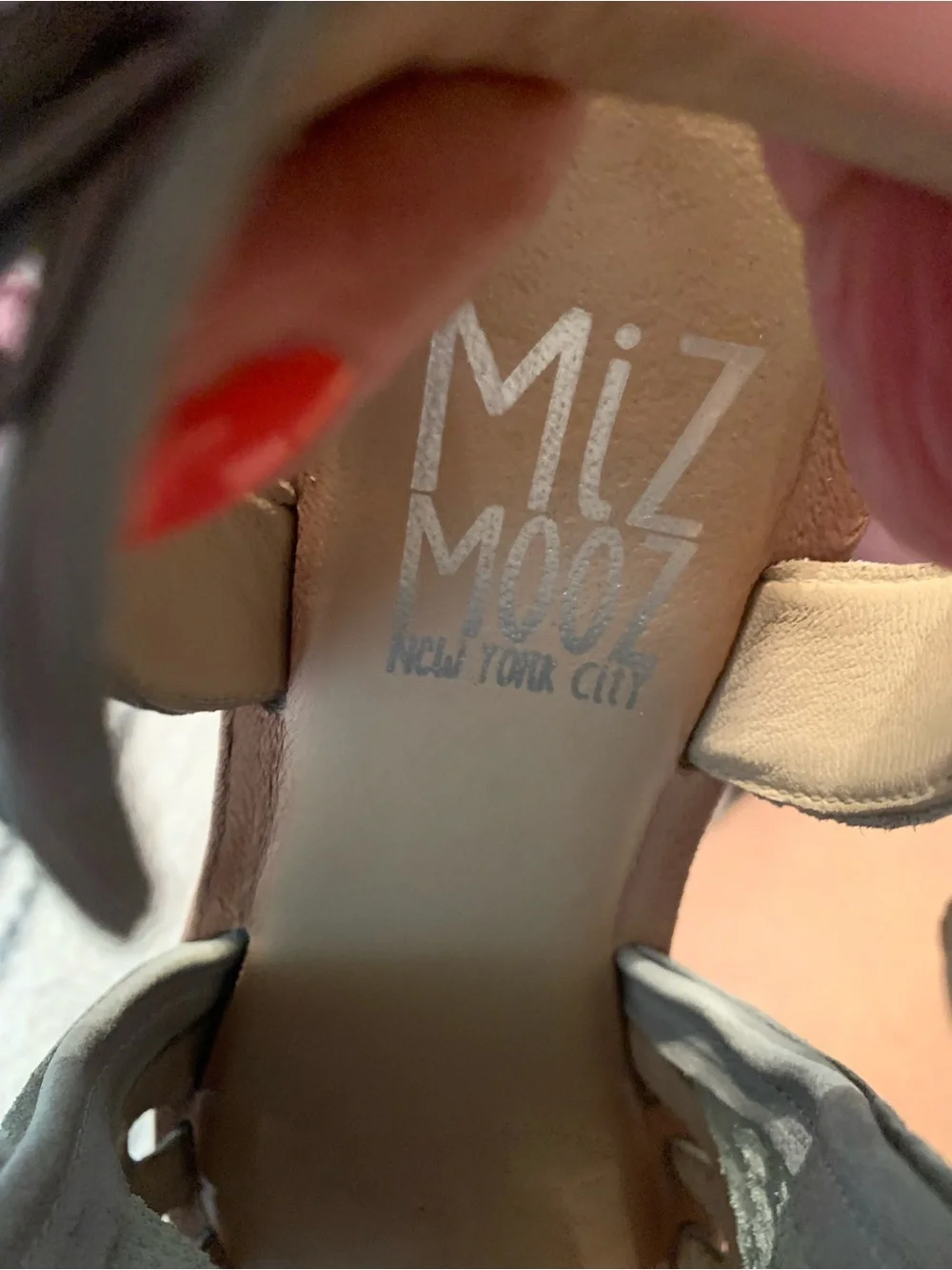 Miz Mooz Light Gray Perforated Slingback Sandals with Stud Detail